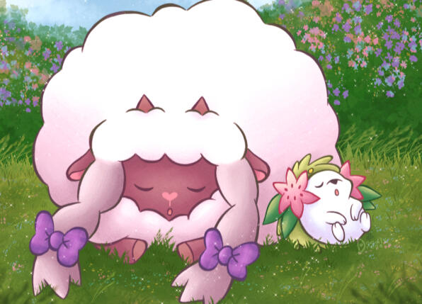 Wooloo and Shaymin from Pokémon